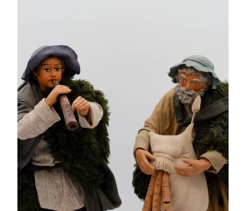 Pifferaio e Zampognaro - coppia statue h 24 cm