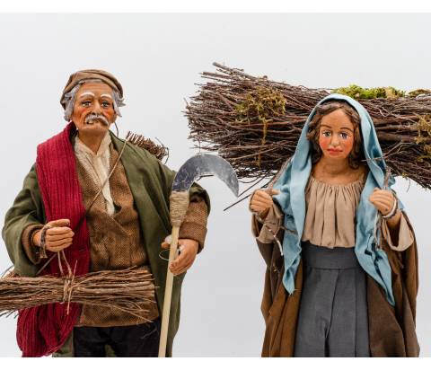 Uomo con Falce e Donna con Fascina - Coppia Statue h 24 cm