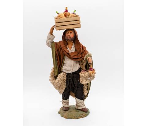 Uomo con Cassetta Fiaschi - h 24 cm