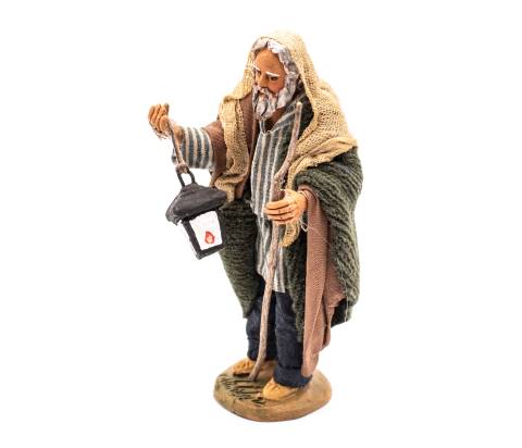  Uomo con Lanterna - h 14 cm - Fisse Vestite - 14 cm