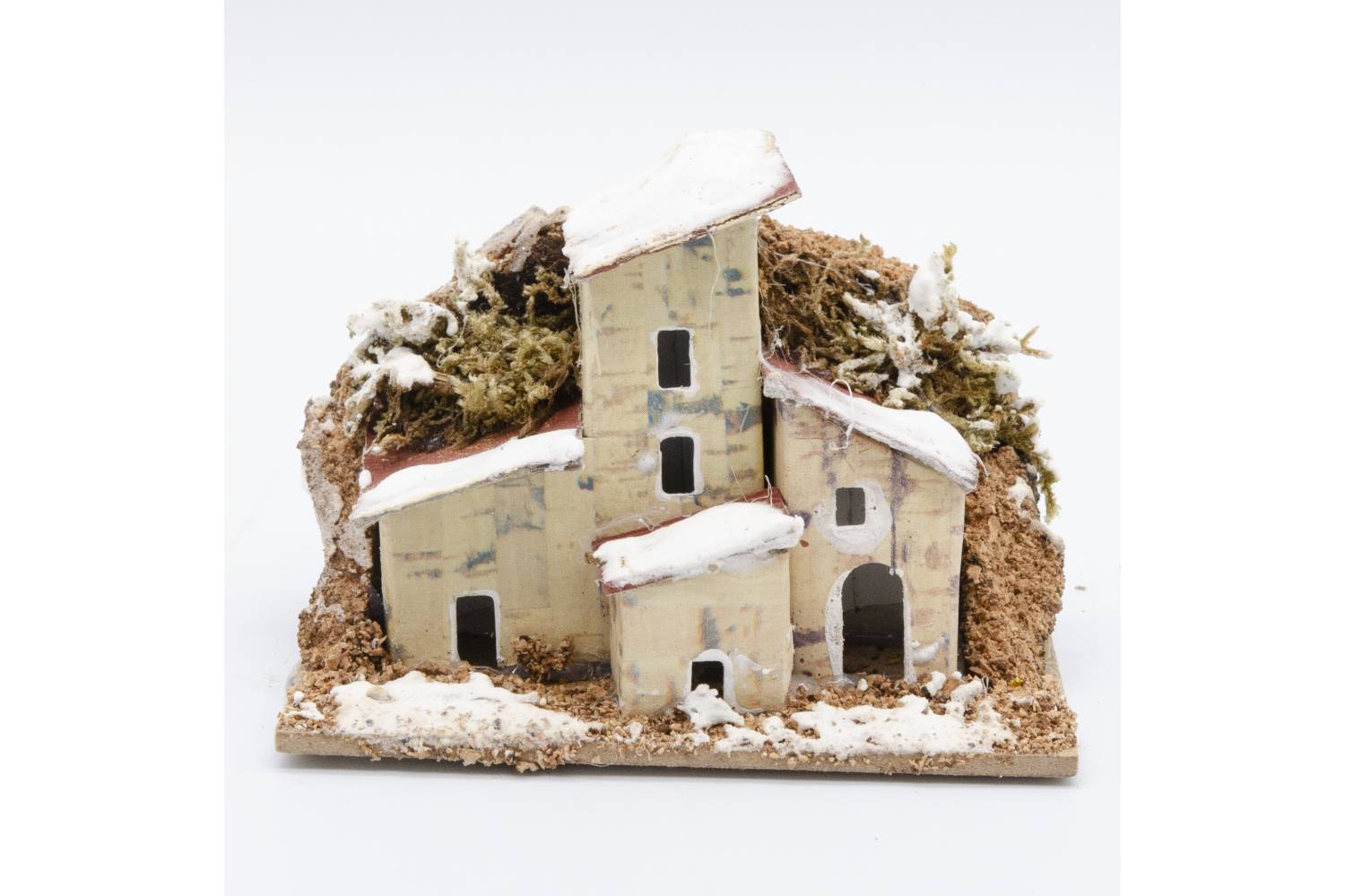 Casetta per scenografia con base, CON SUGHERO E NEVE