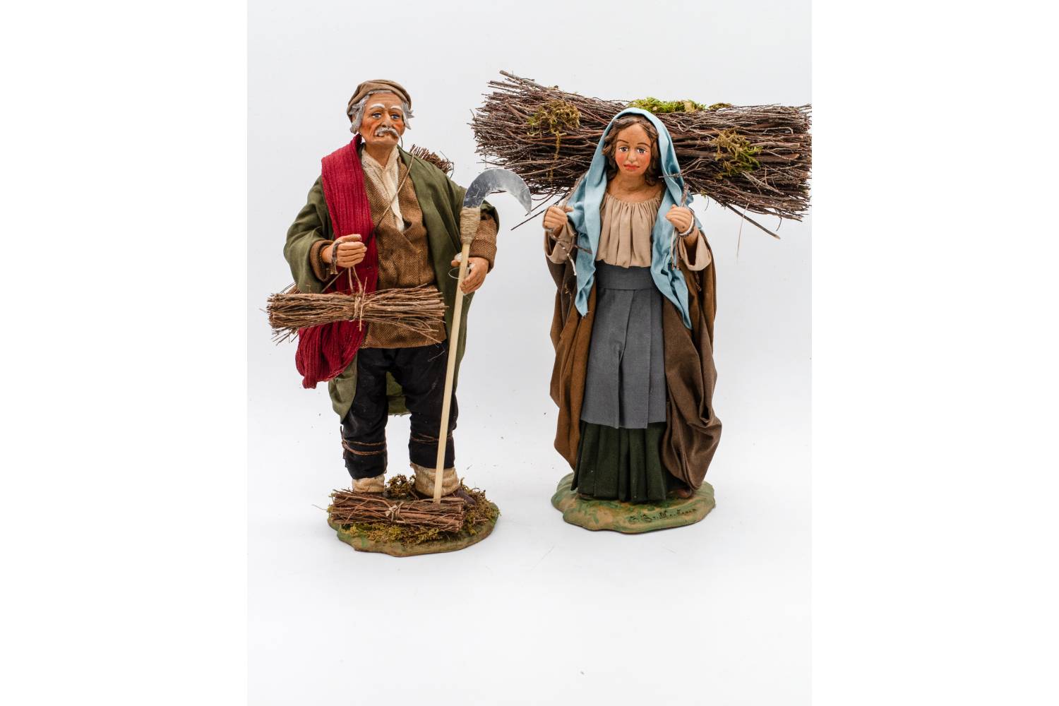 Uomo con Falce e Donna con Fascina - Coppia Statue h 24 cm