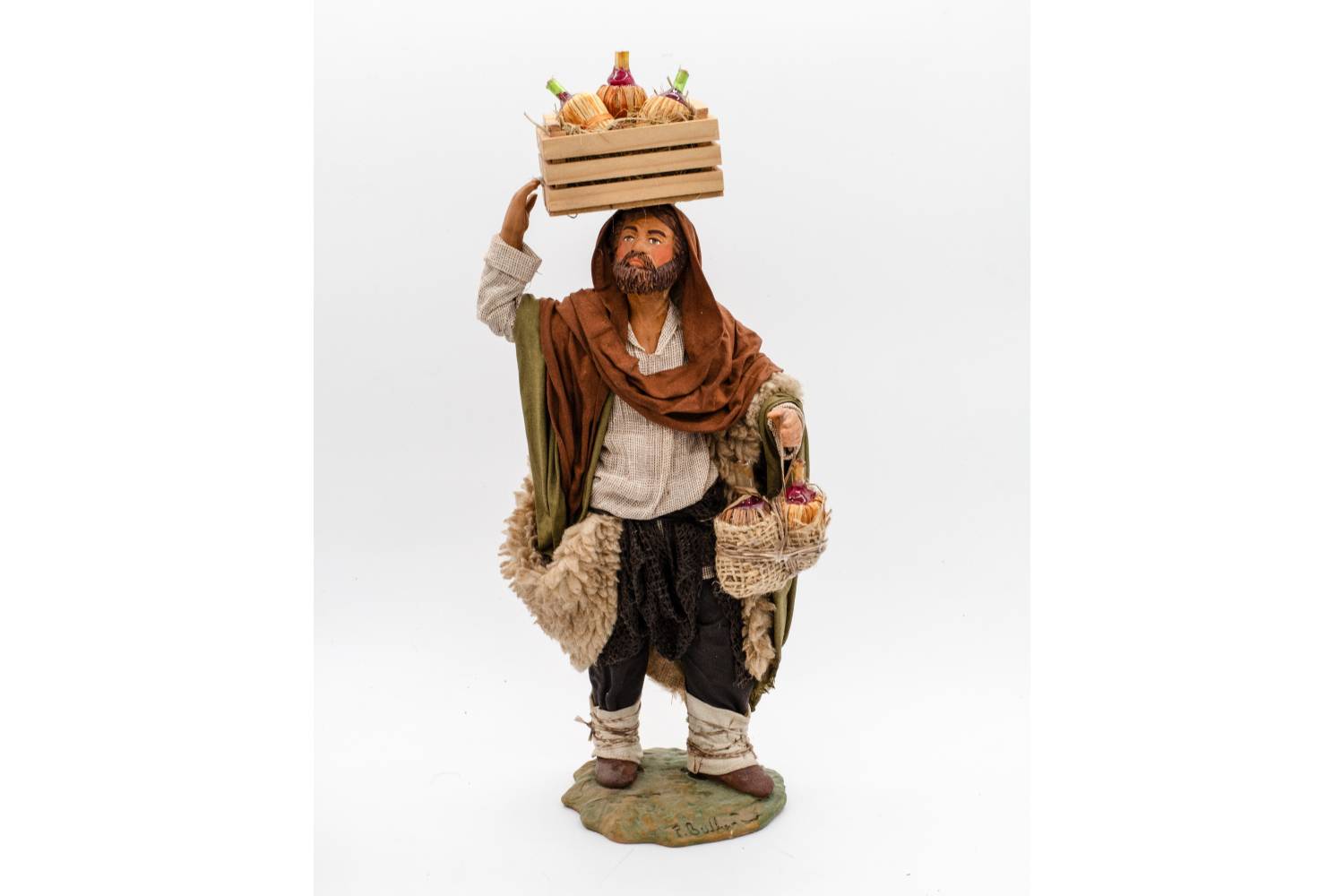 Uomo con Cassetta Fiaschi - h 24 cm