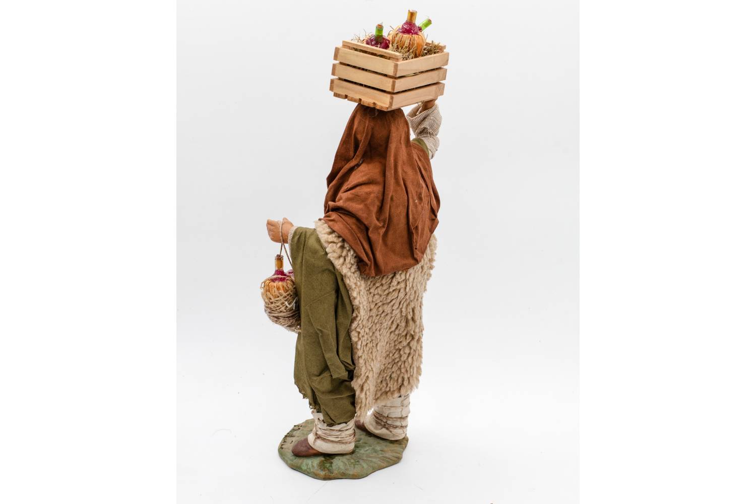 Uomo con Cassetta Fiaschi - h 24 cm