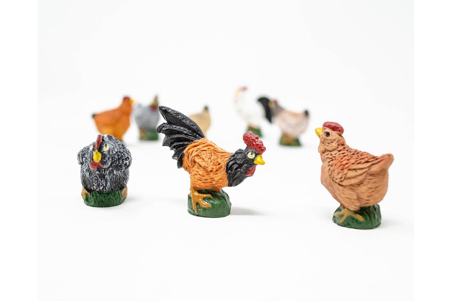 Galline varie posizioni - Animali in plastica