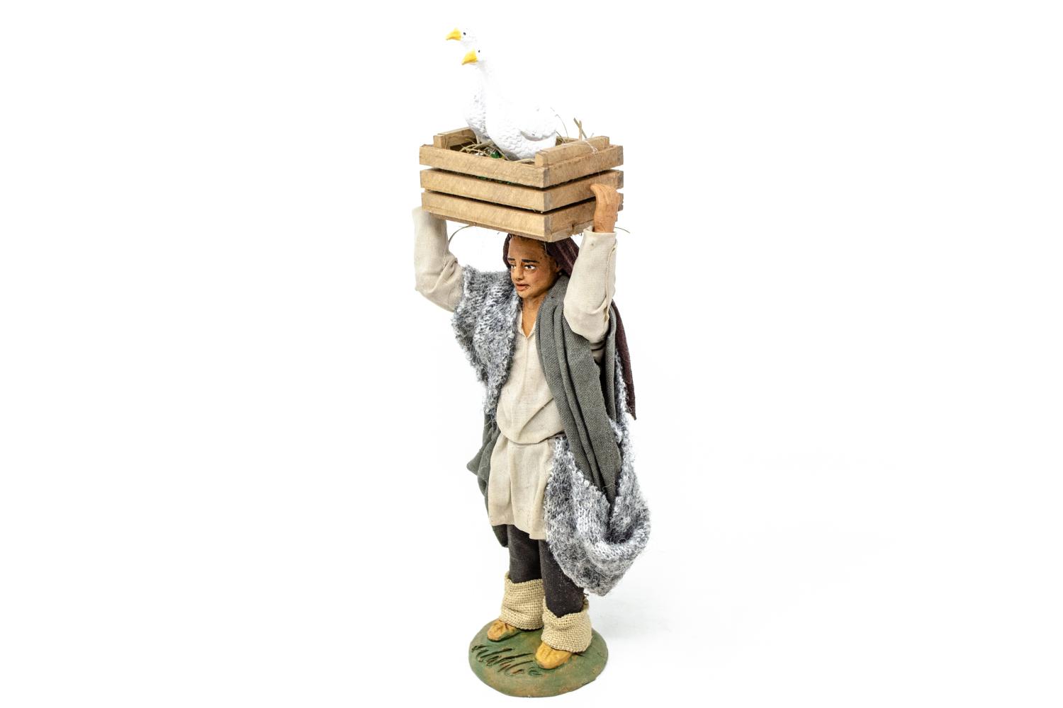  uomo con oche - h 14 cm - Fisse Vestite - 14 cm