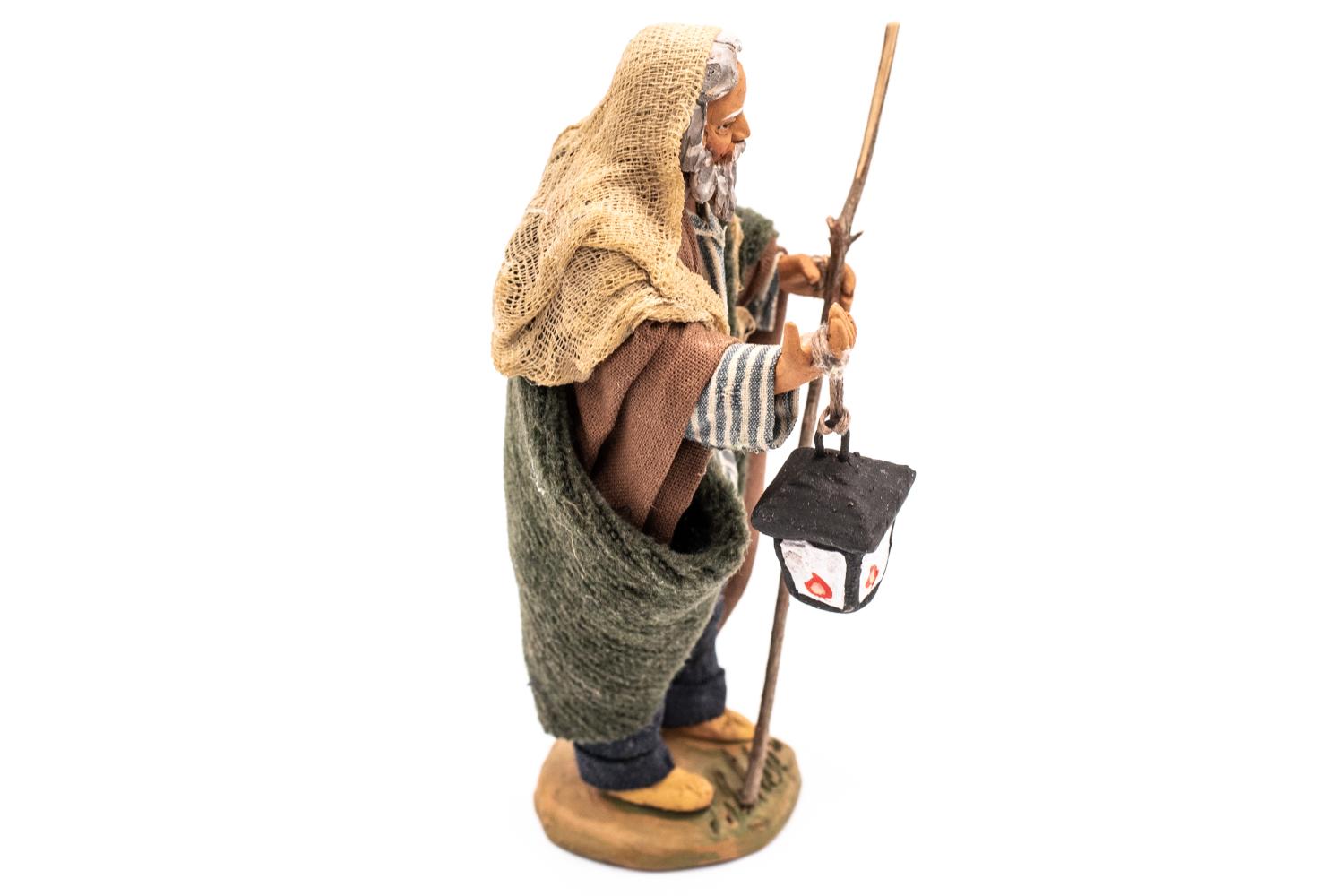  Uomo con Lanterna - h 14 cm - Fisse Vestite - 14 cm