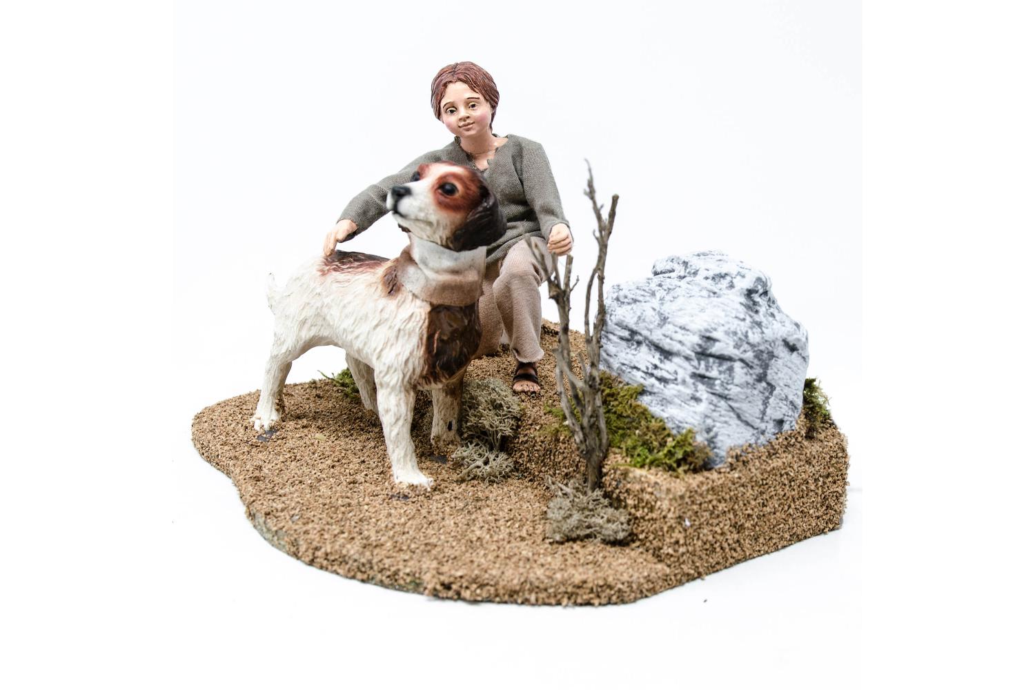  bambino con cane - Artigianato in movimento - 30 cm