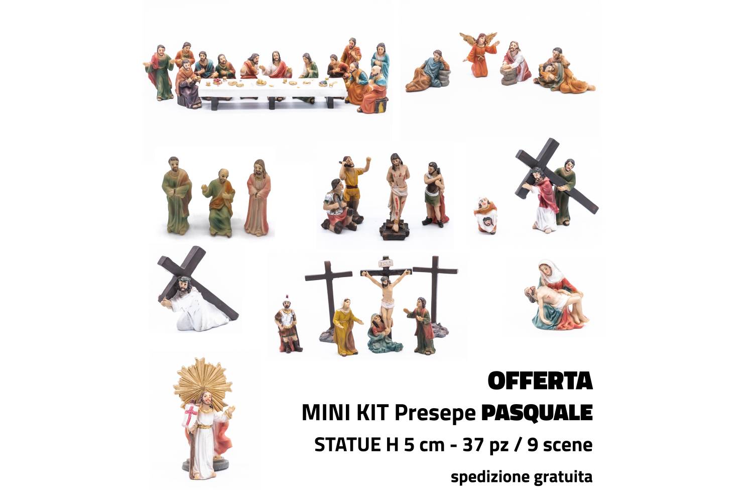 MINI KIT Presepe PASQUALE - resina h 5 cm