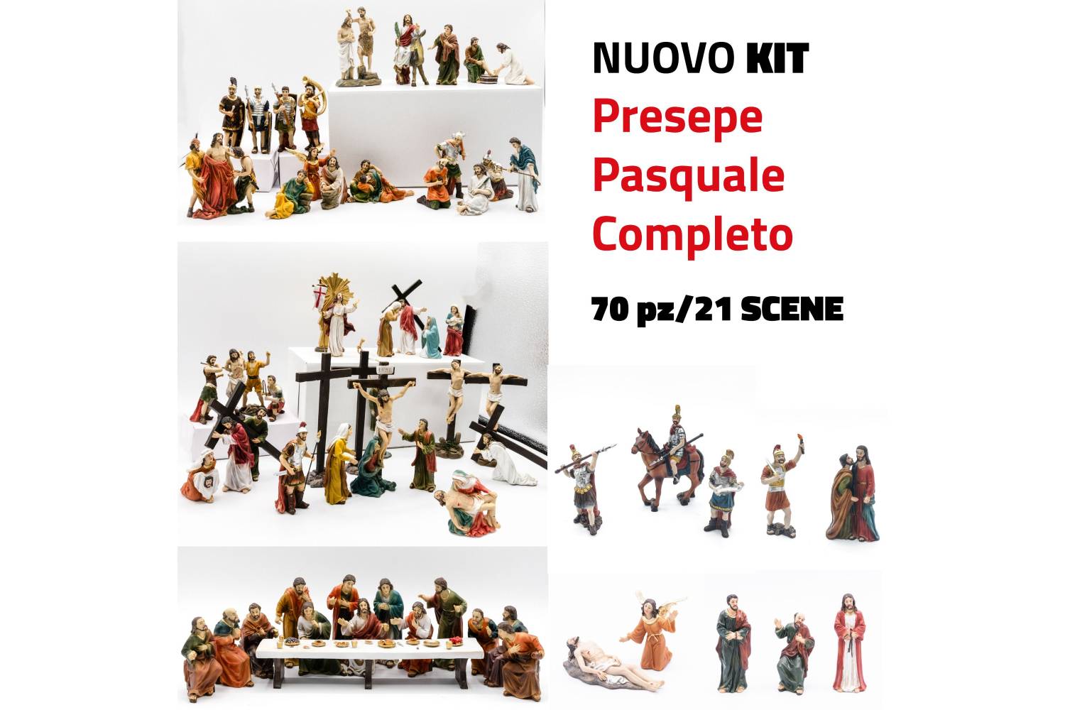 Presepe Pasquale Completo - resina h 9 cm
